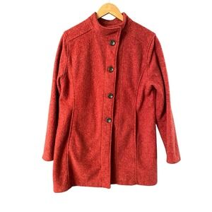 Stormy Kromer Women's Red Button Front Collared Mid-Length Jacket Size L